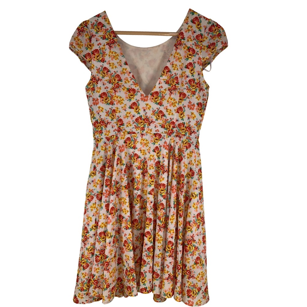 XS vibrant spring Floral Cottagecore Coquette Dress Womens‎ fit and flare garden